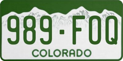 CO license plate 989FOQ