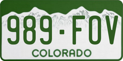 CO license plate 989FOV