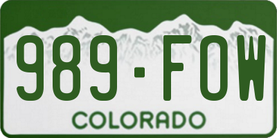CO license plate 989FOW
