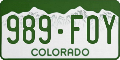 CO license plate 989FOY