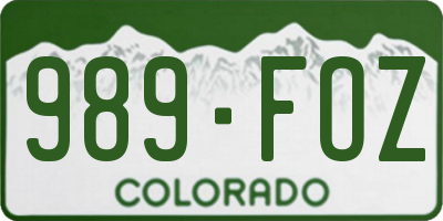 CO license plate 989FOZ