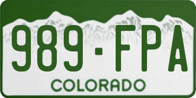 CO license plate 989FPA