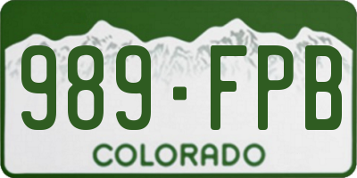 CO license plate 989FPB