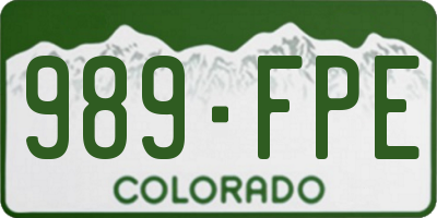 CO license plate 989FPE