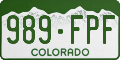 CO license plate 989FPF
