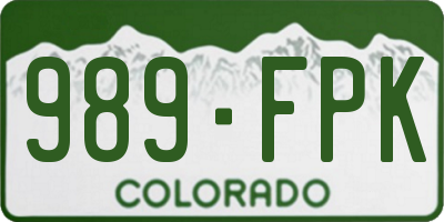 CO license plate 989FPK