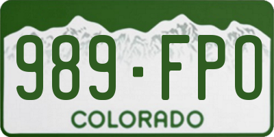 CO license plate 989FPO