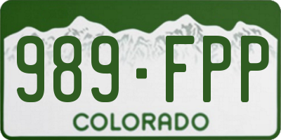 CO license plate 989FPP