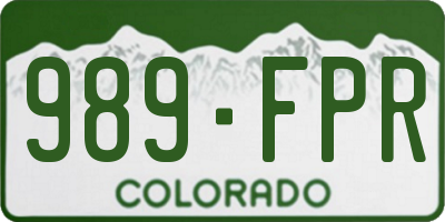 CO license plate 989FPR