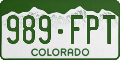 CO license plate 989FPT
