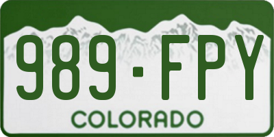 CO license plate 989FPY