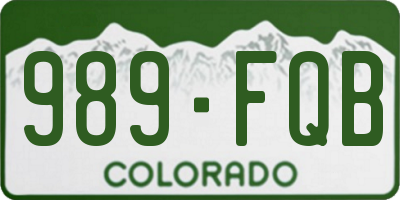 CO license plate 989FQB
