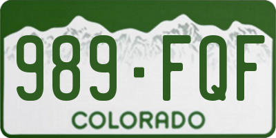 CO license plate 989FQF