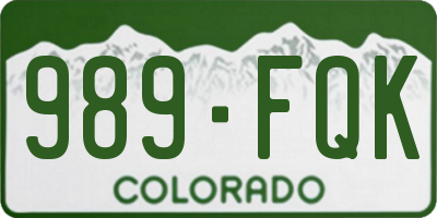 CO license plate 989FQK
