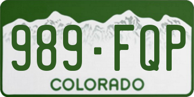CO license plate 989FQP