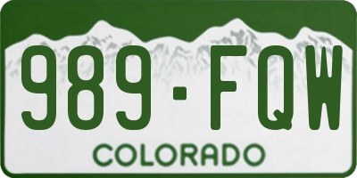 CO license plate 989FQW