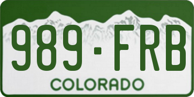 CO license plate 989FRB