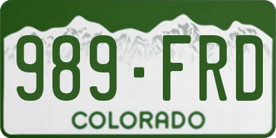 CO license plate 989FRD