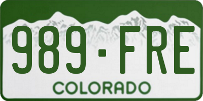 CO license plate 989FRE