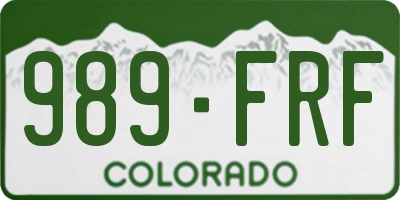 CO license plate 989FRF