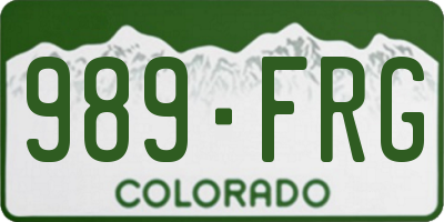 CO license plate 989FRG