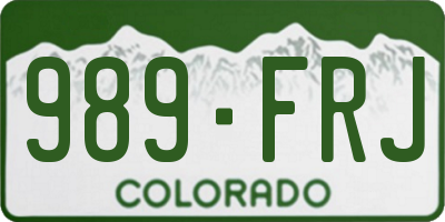 CO license plate 989FRJ
