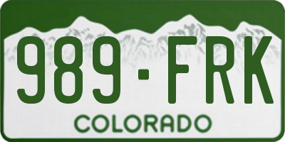 CO license plate 989FRK