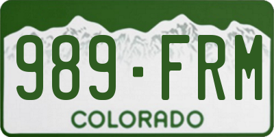 CO license plate 989FRM