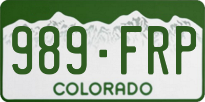 CO license plate 989FRP
