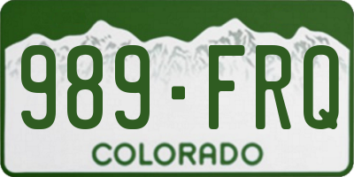 CO license plate 989FRQ
