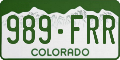 CO license plate 989FRR