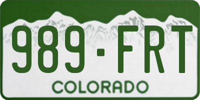 CO license plate 989FRT