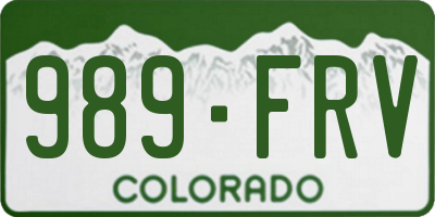 CO license plate 989FRV
