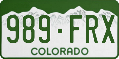 CO license plate 989FRX