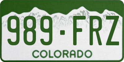 CO license plate 989FRZ