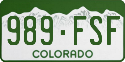 CO license plate 989FSF