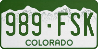 CO license plate 989FSK