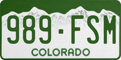 CO license plate 989FSM