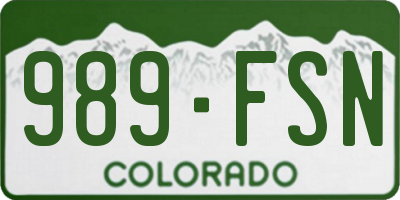 CO license plate 989FSN