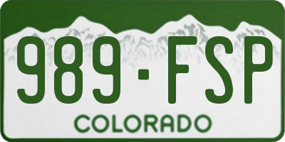 CO license plate 989FSP