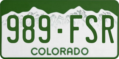 CO license plate 989FSR