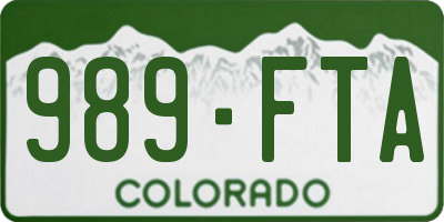 CO license plate 989FTA
