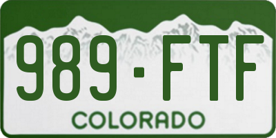 CO license plate 989FTF