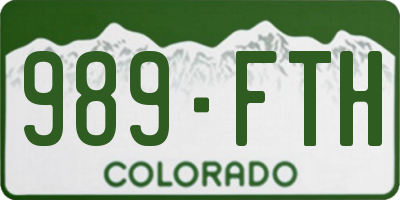CO license plate 989FTH