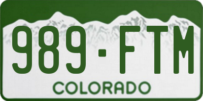 CO license plate 989FTM