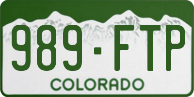 CO license plate 989FTP