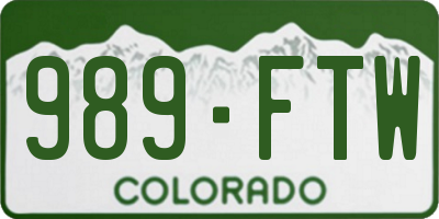 CO license plate 989FTW