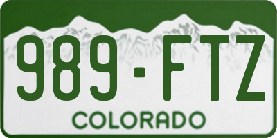 CO license plate 989FTZ