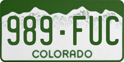 CO license plate 989FUC
