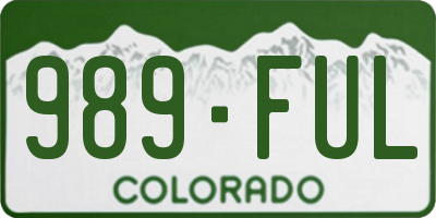 CO license plate 989FUL